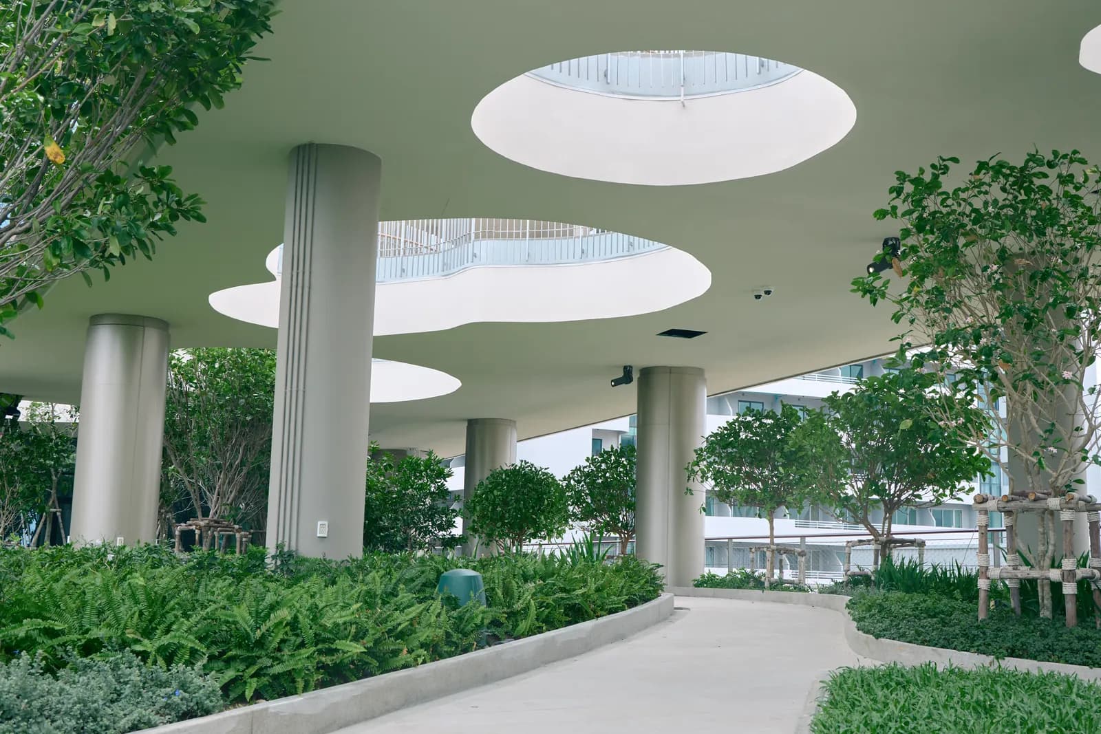 Planted atrium walkway
